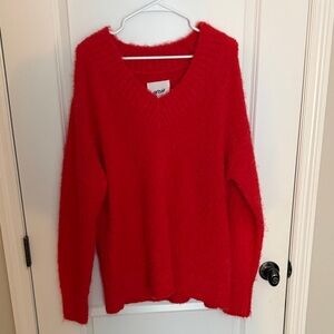 Aerie Bold Red V-Neck Sweater